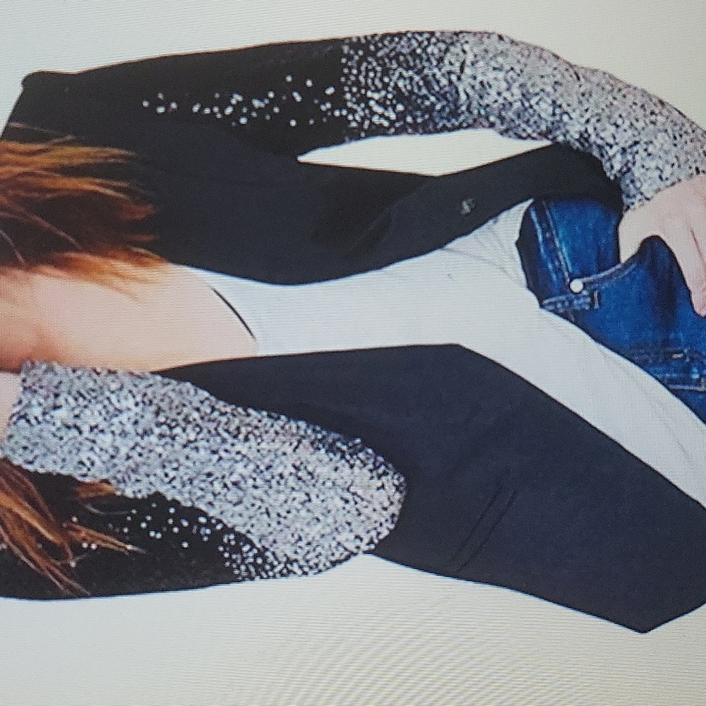 Haoyihui black and silver sequin blazer - Picture 1 of 8